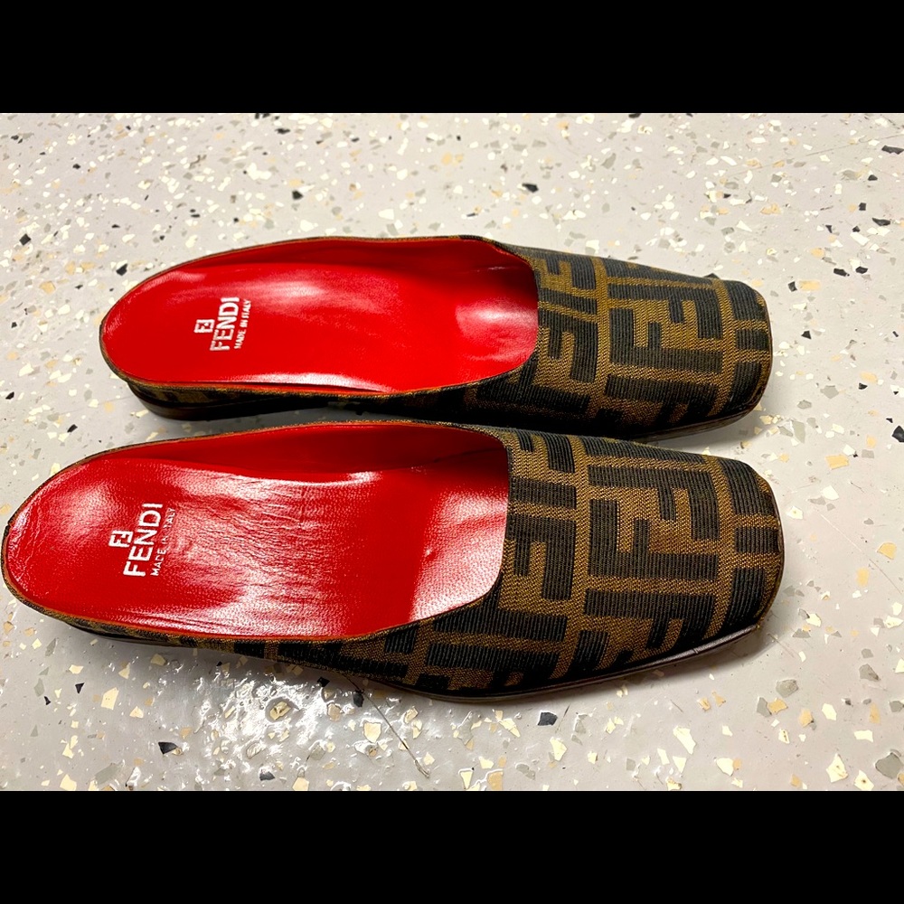 Fendi FF Zucca monogram slides mules flats